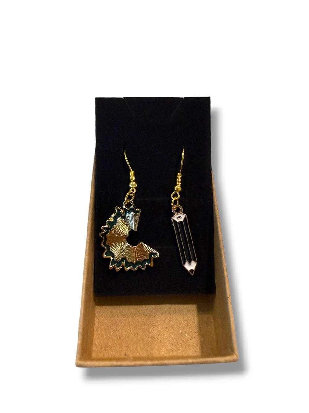 Gold and Black Pencil Drop Earrings